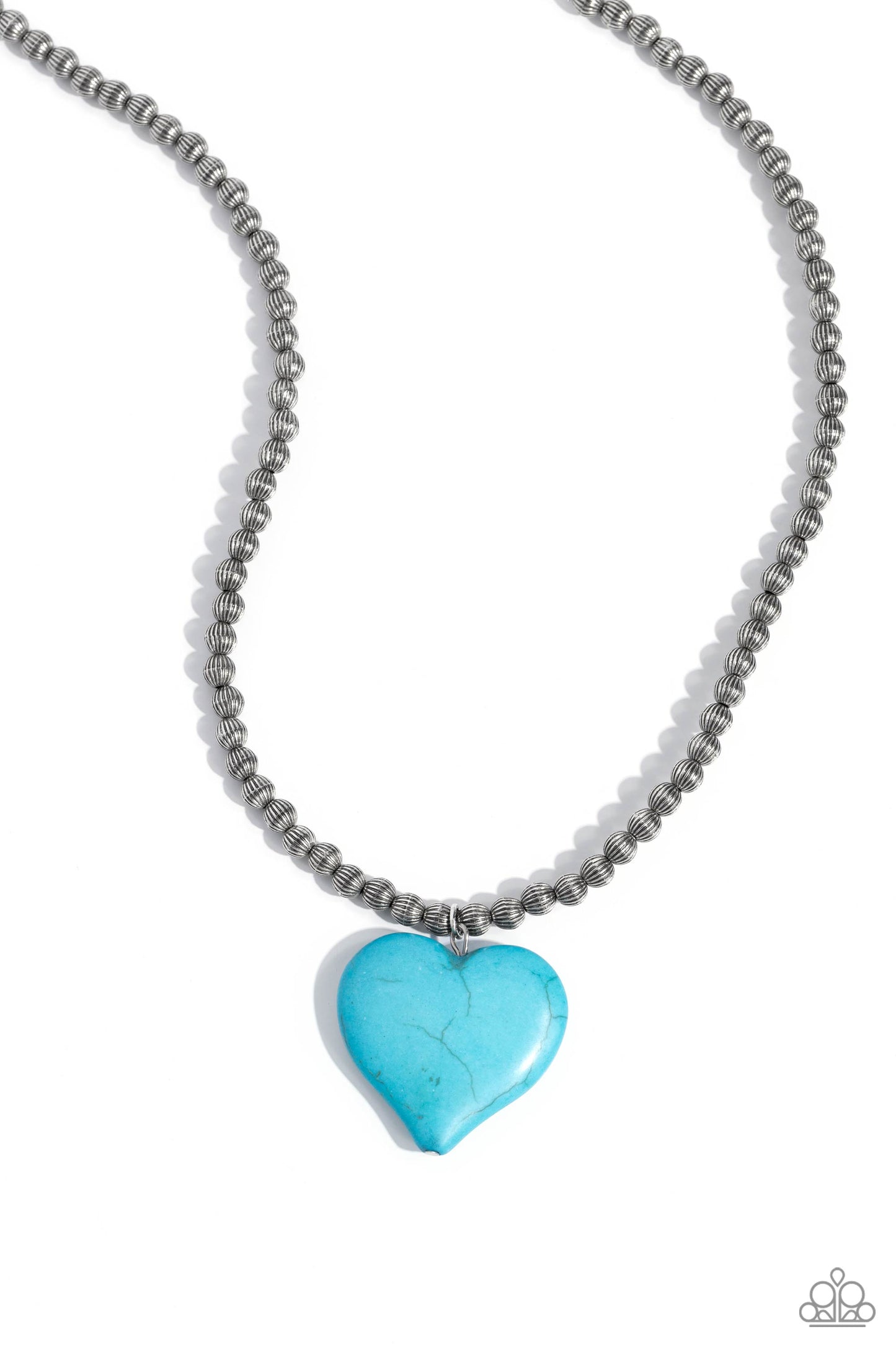 Picturesque Pairing - Blue/Turquoise Stone Heart Pendant Paparazzi Necklace & matching earrings
