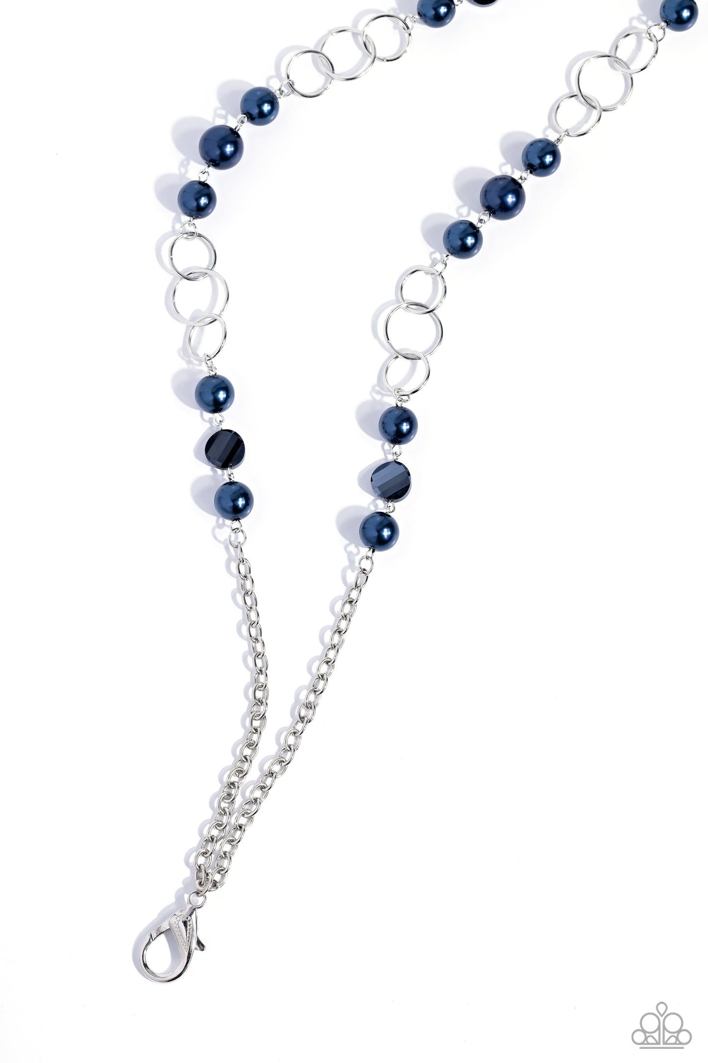 Modest Makeover - Blue Pearls/Silver Disc Paparazzi LANYARD Necklace & matching earrings