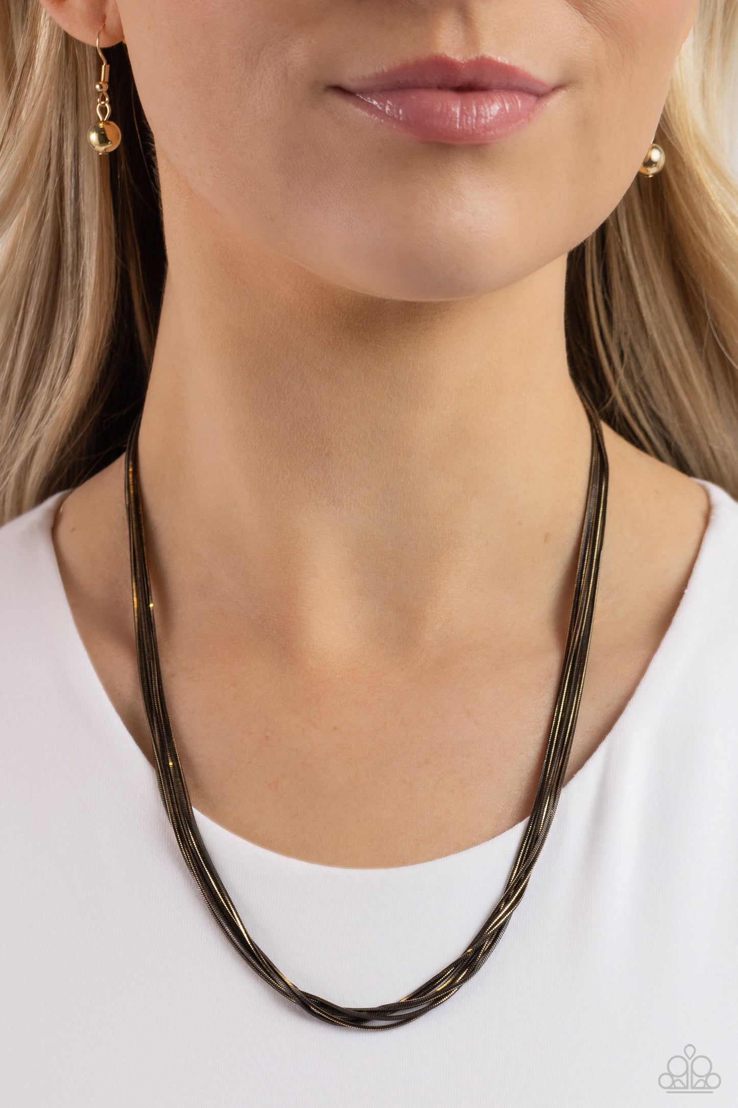 Salvaging Sass - Gunmetal/Gold Chain Paparazzi Necklace & matching earrings