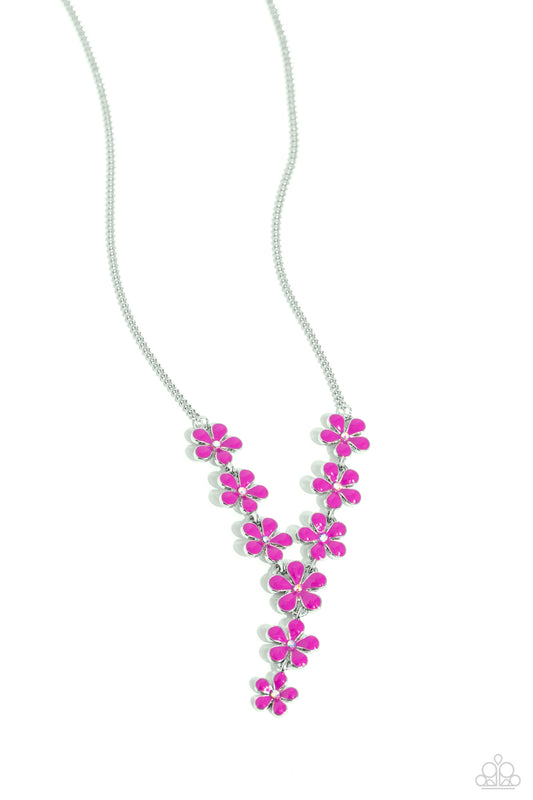 Flowering Feature - Multi Iridescent Rhinestones/Purple Flowers Paparazzi Necklace & matching earrings