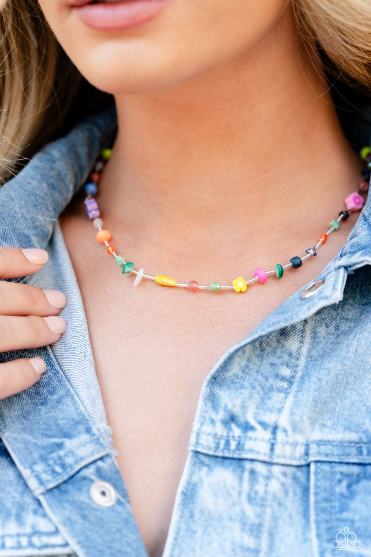 Ambitious Assortment - Multi Colored Beads/Chiseled Stones Paparazzi Necklace & matching earrings