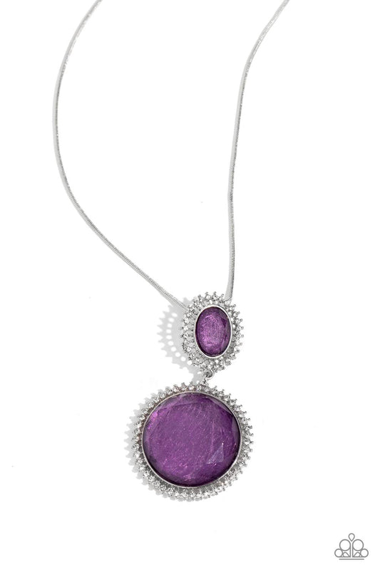 Castle Cadenza - Purple Large Gem Pendant Paparazzi Necklace & matching earrings