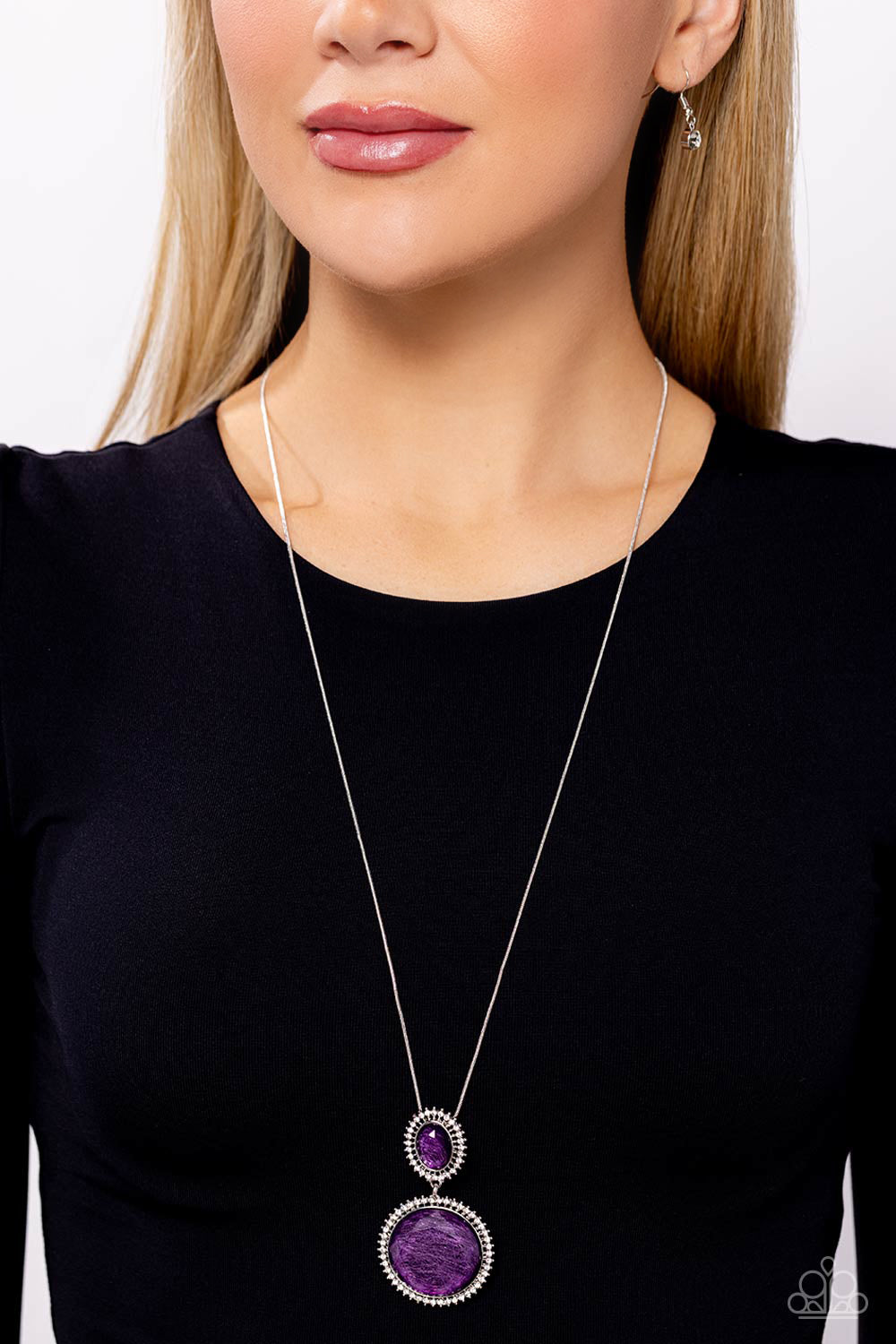 Castle Cadenza - Purple Large Gem Pendant Paparazzi Necklace & matching earrings