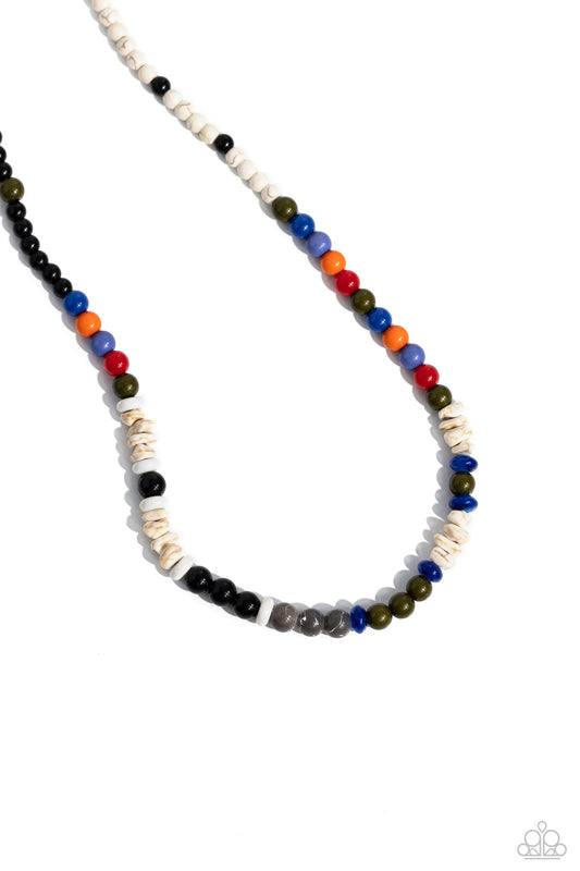 Beaded Bravery - Multi Colored Beads/Marbled Stones Paparazzi Urban Necklace