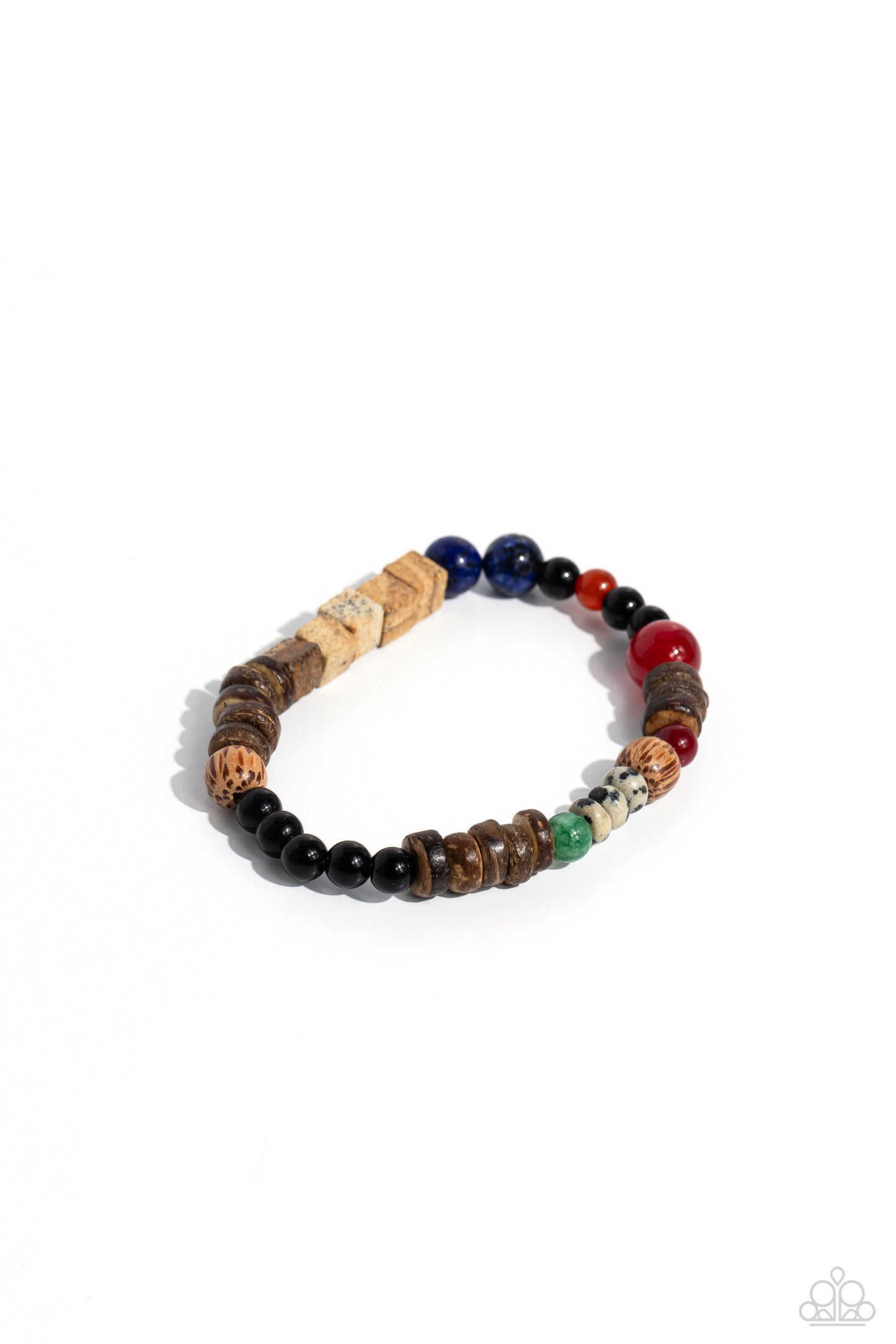 I WOOD Be So Lucky - Blue Stones/Glassy Beads/Wooden Discs Paparazzi Stretch Bracelet