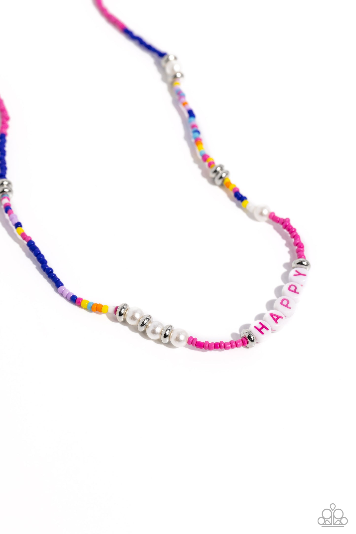 Happy to See You - Pink "Happy" Beaded Paparazzi Necklace & matching earrings