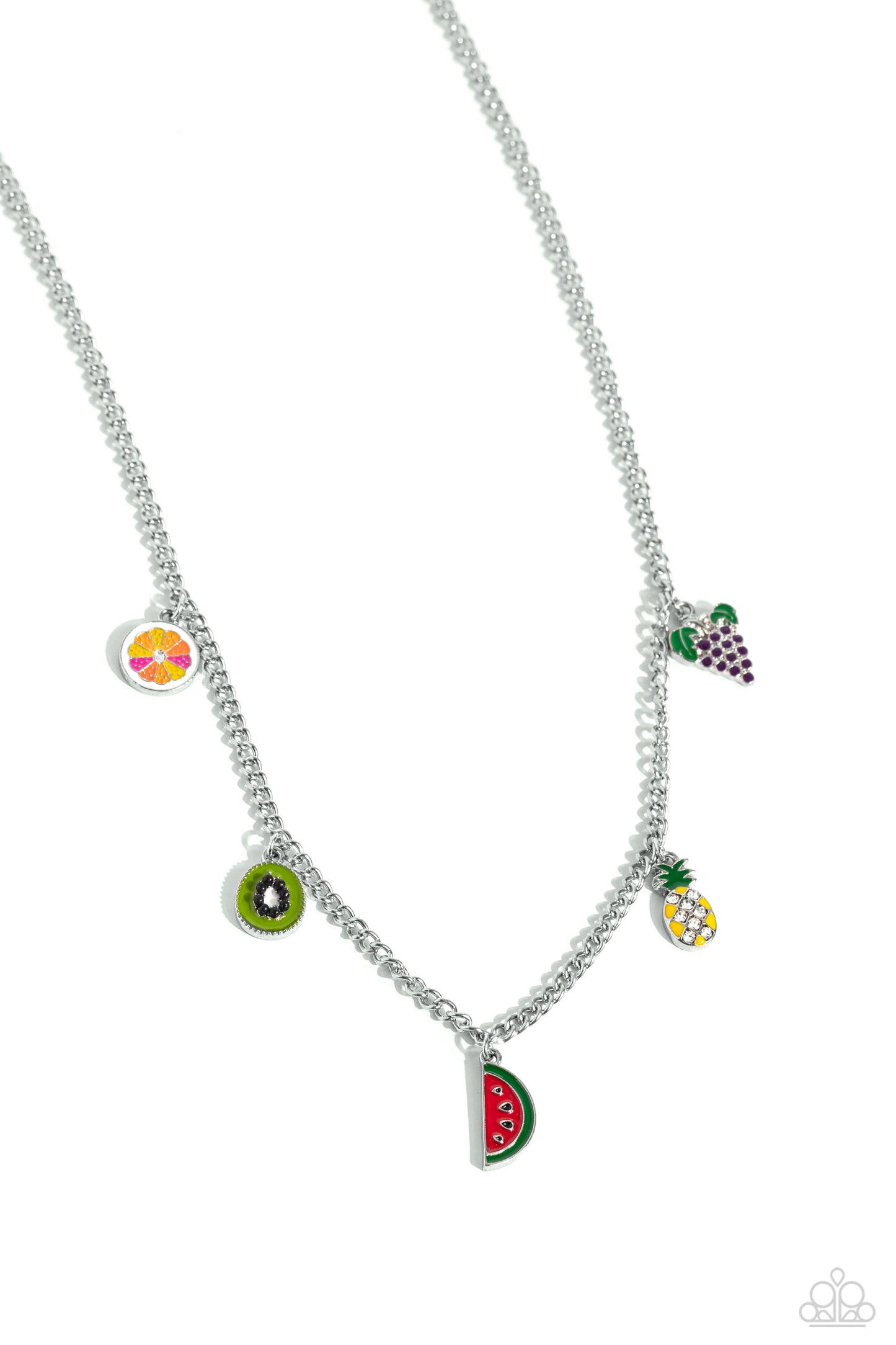 Fruity Flair - Multi Colored Fruit Shaped Charms Paparazzi Necklace & matching earrings