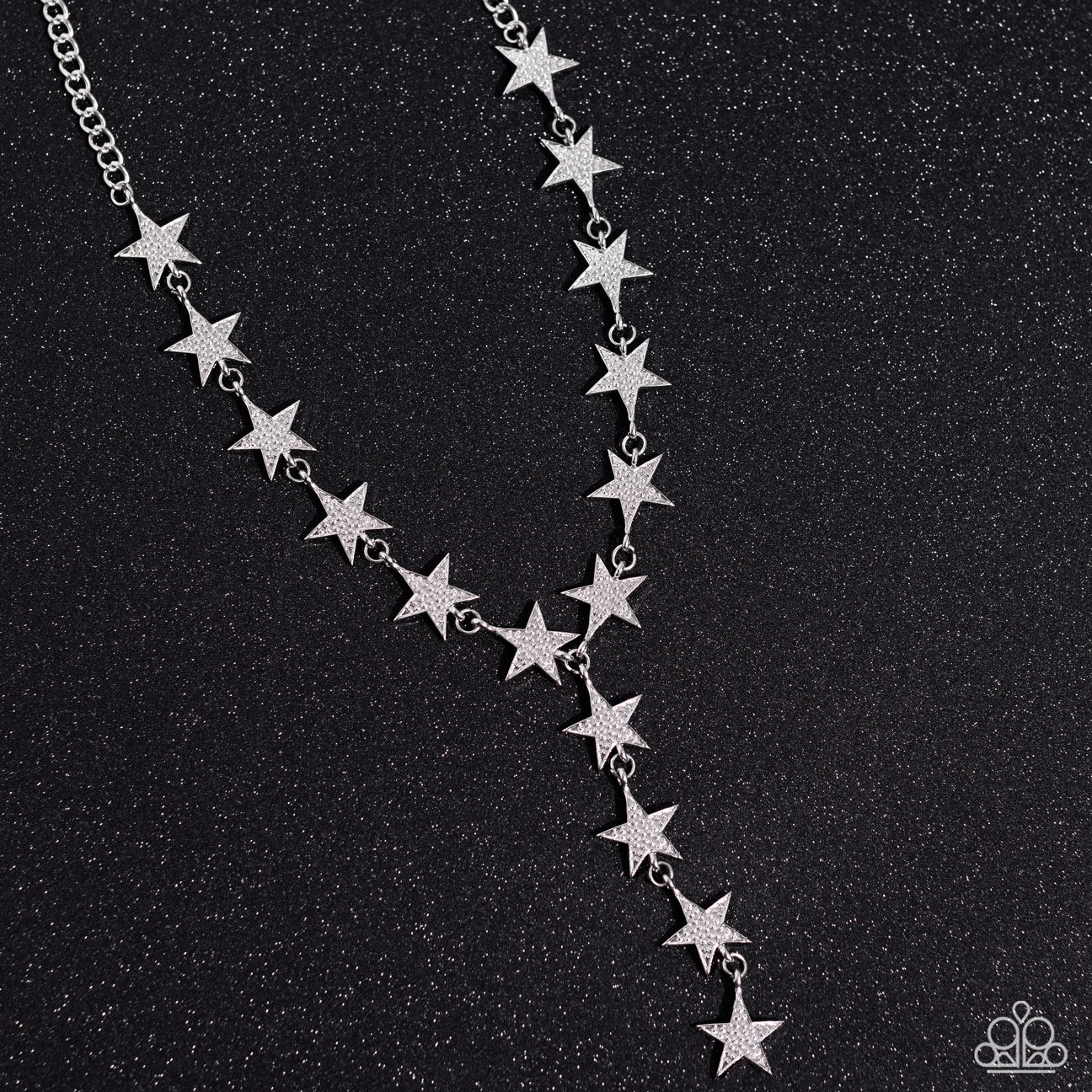 Reach for the Stars - Silver Interlocking Stars Paparazzi Necklace & matching earrings