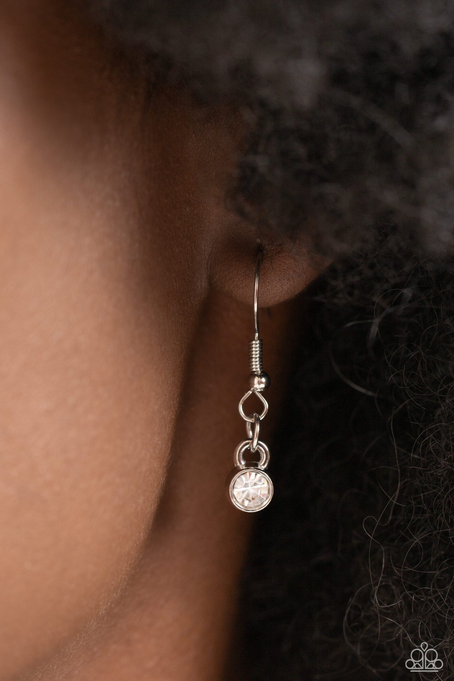 Totally Two-Toned - Silver/Gunmetal Links/White Rhinestones Paparazzi Necklace & matching earrings