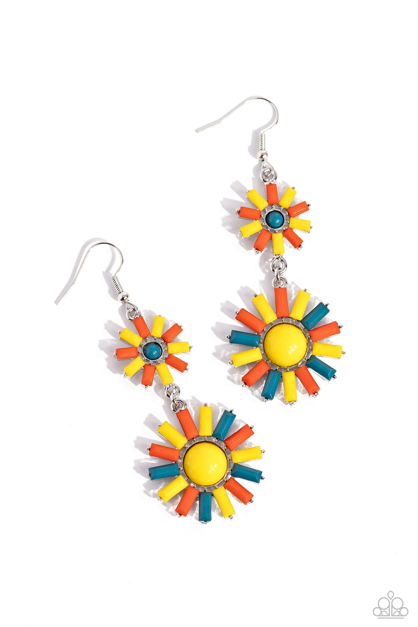 SUN Wild - Yellow, Blue, Orange Beaded Sunburst Paparazzi Earrings