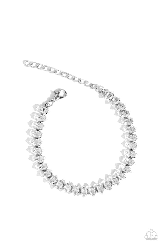 Marquise Masterpiece - White Crystal- Like Marquise Cut Gems Paparazzi Adjustable Bracelet