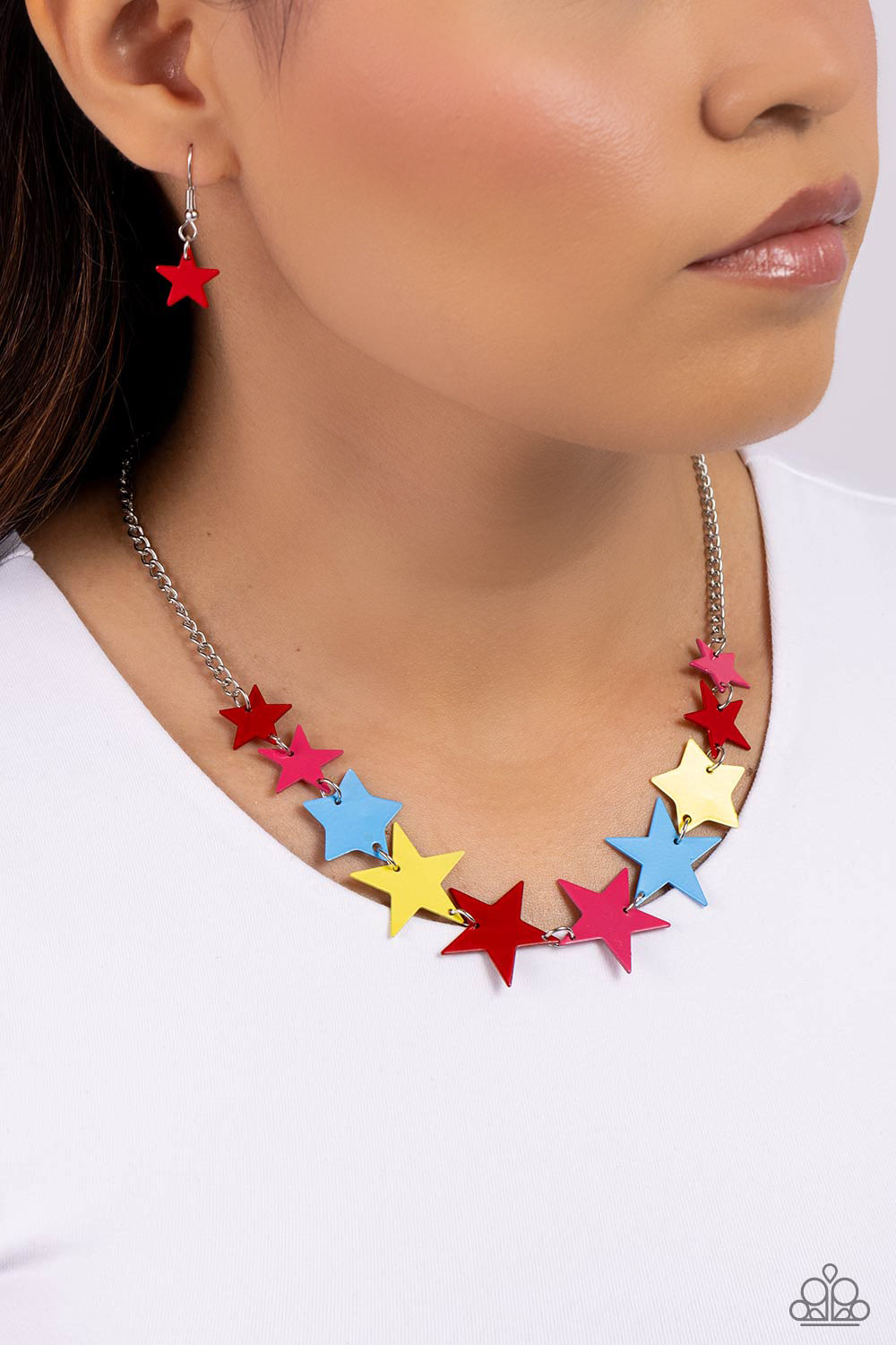 Starstruck Season - Red/Blue/Pin/Yellow Stars Paparazzi Necklace & matching earrings