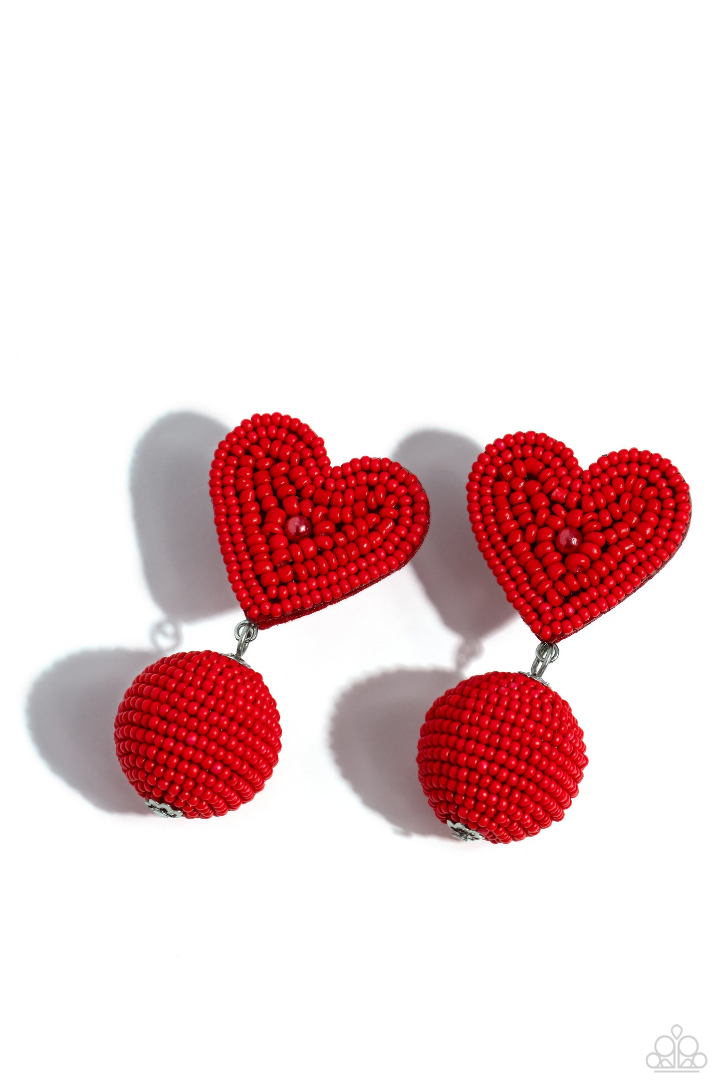 Spherical Sweethearts - Red Pearl Center/Red Seed Beads Paparazzi Earrings