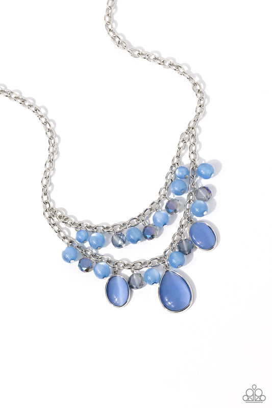 Dewy Disposition - Blue Cat;'s Eye Stone Paparazzi Necklace & matching earrings