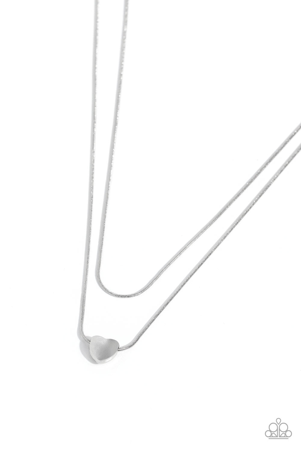 Sweetheart Series - Silver Heart Charm/Silver Snake Chain Paparazzi Necklace & matching earrings