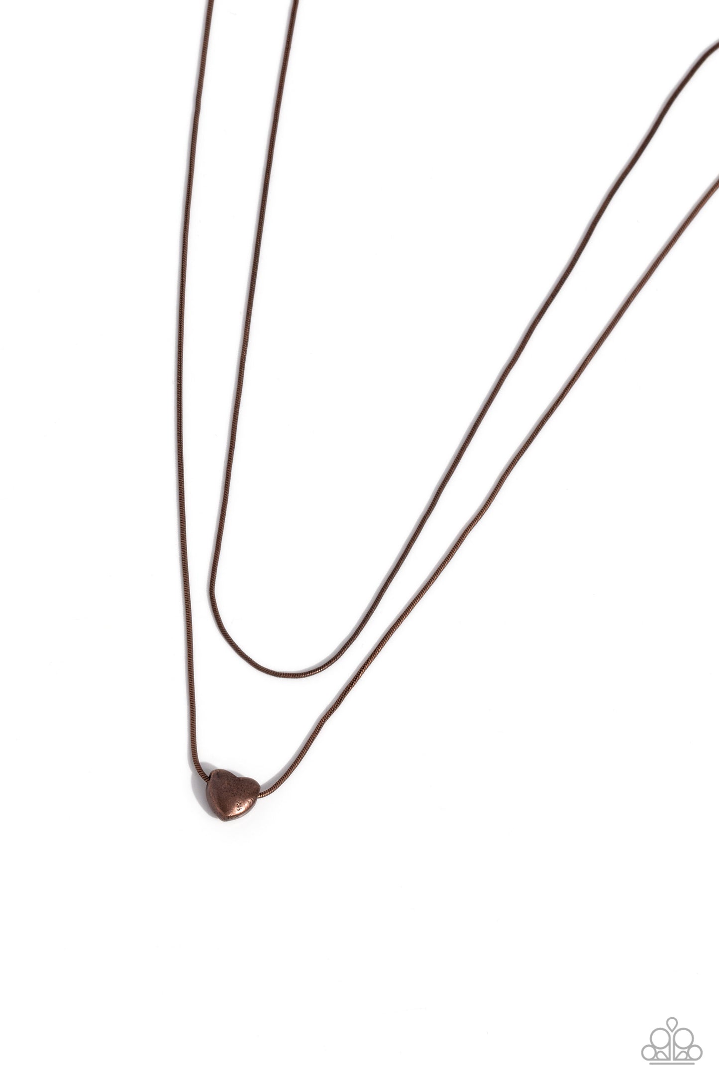 Sweetheart Series - Copper Snake Chain/Heart Charm Paparazzi Necklace & matching earrings
