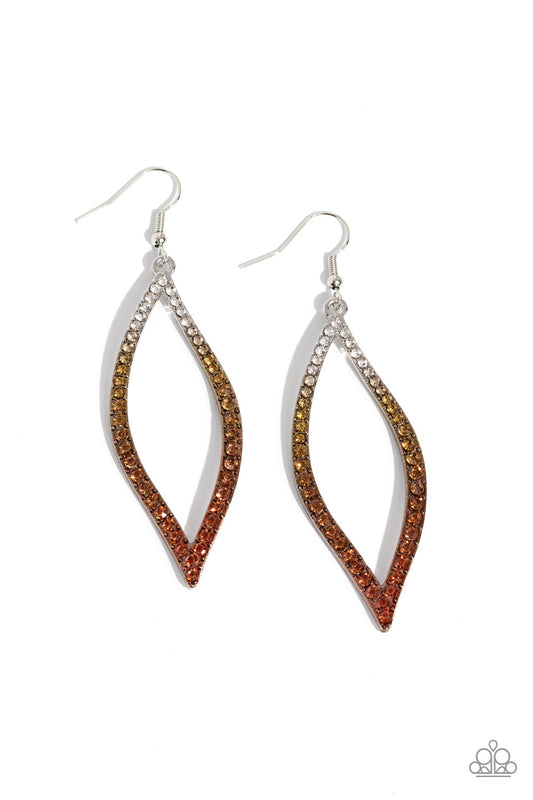 Admirable Asymmetry - Multi Colored Ombre Rhinestone Paparazzi Earrings