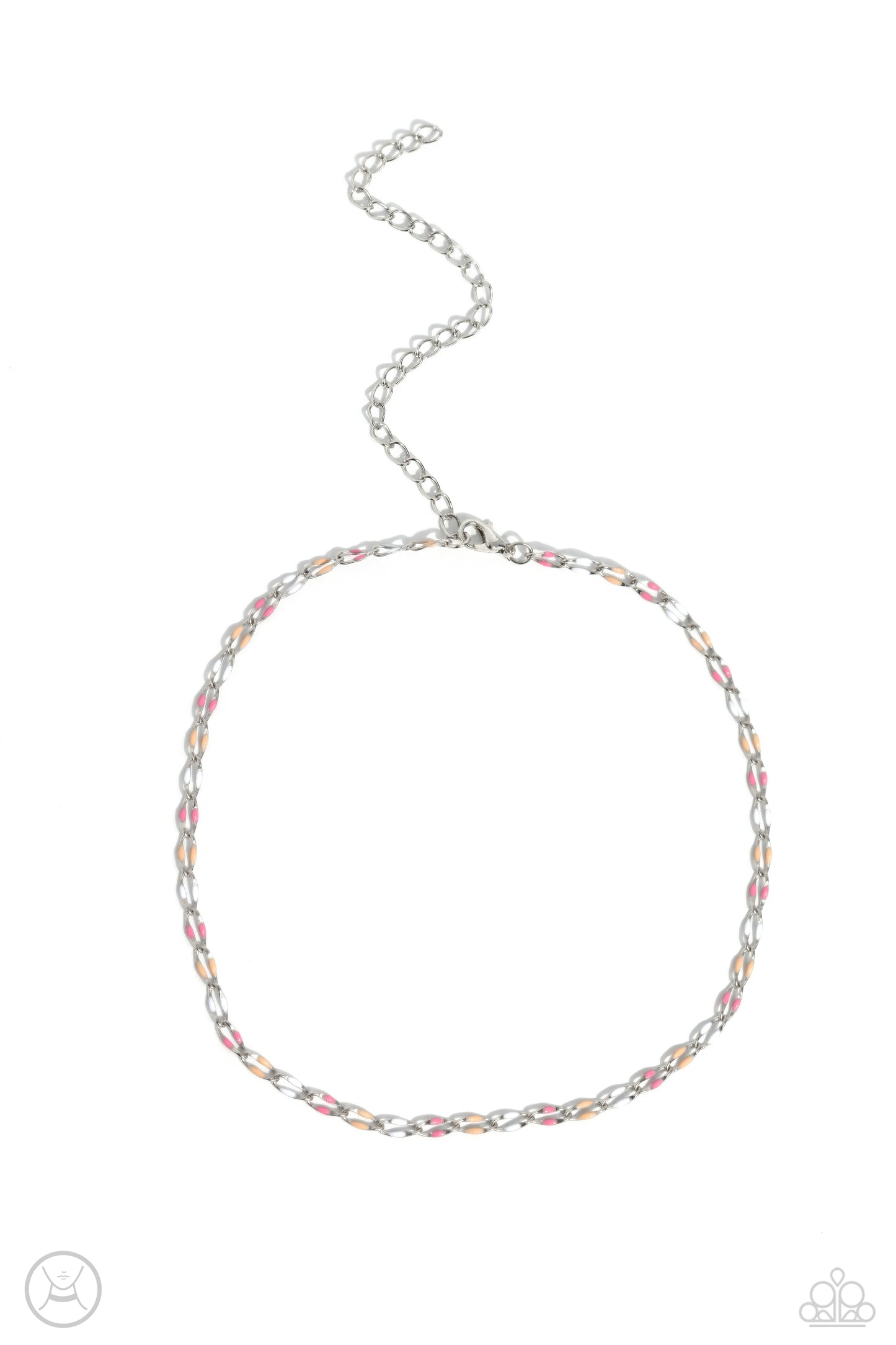 Admirable Accents - Pink/White/Peach Accent Paparazzi Choker Necklace & matching earrings