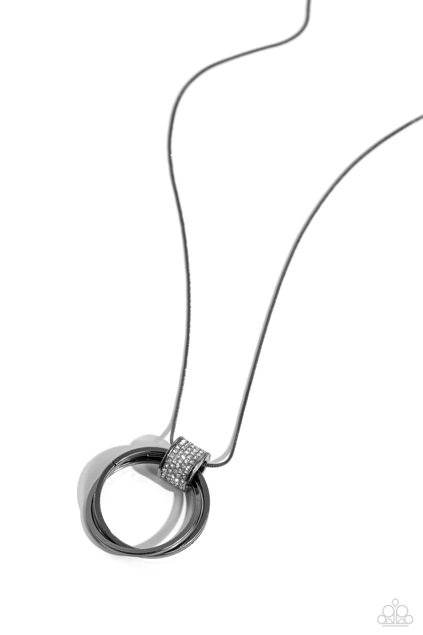 In the Swing of RINGS - Gunmetal Rings Pendant Paparazzi Necklace & matching earrings