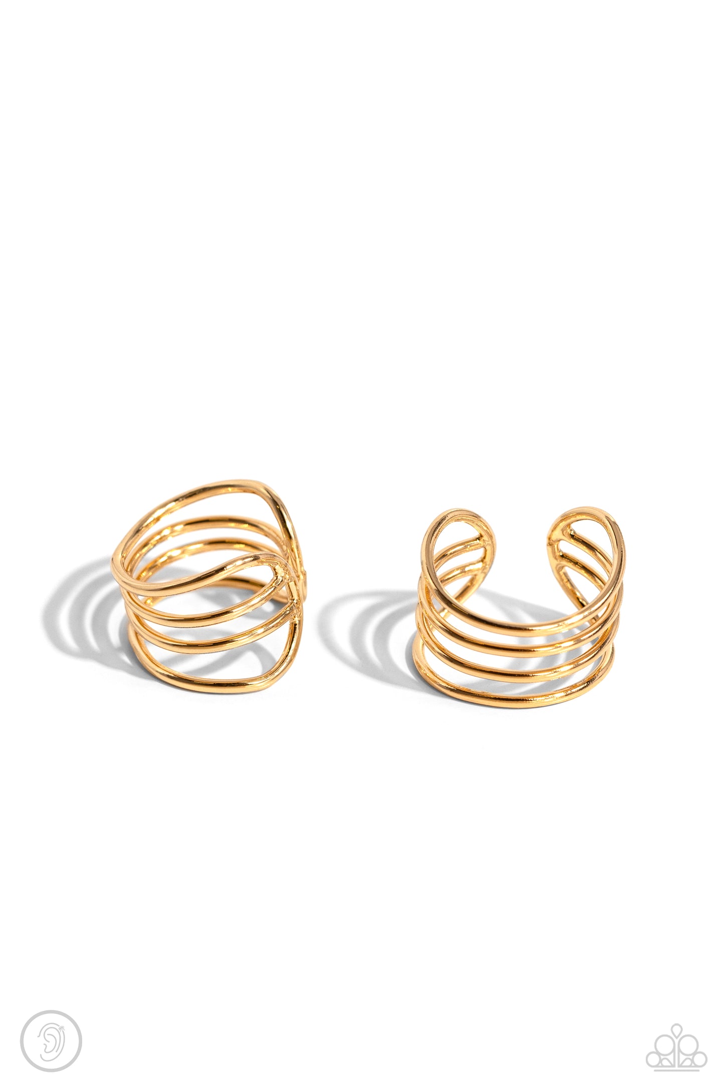 Linear Leader - Gold Flat Bars Paparazzi Ear Cuff Earrings