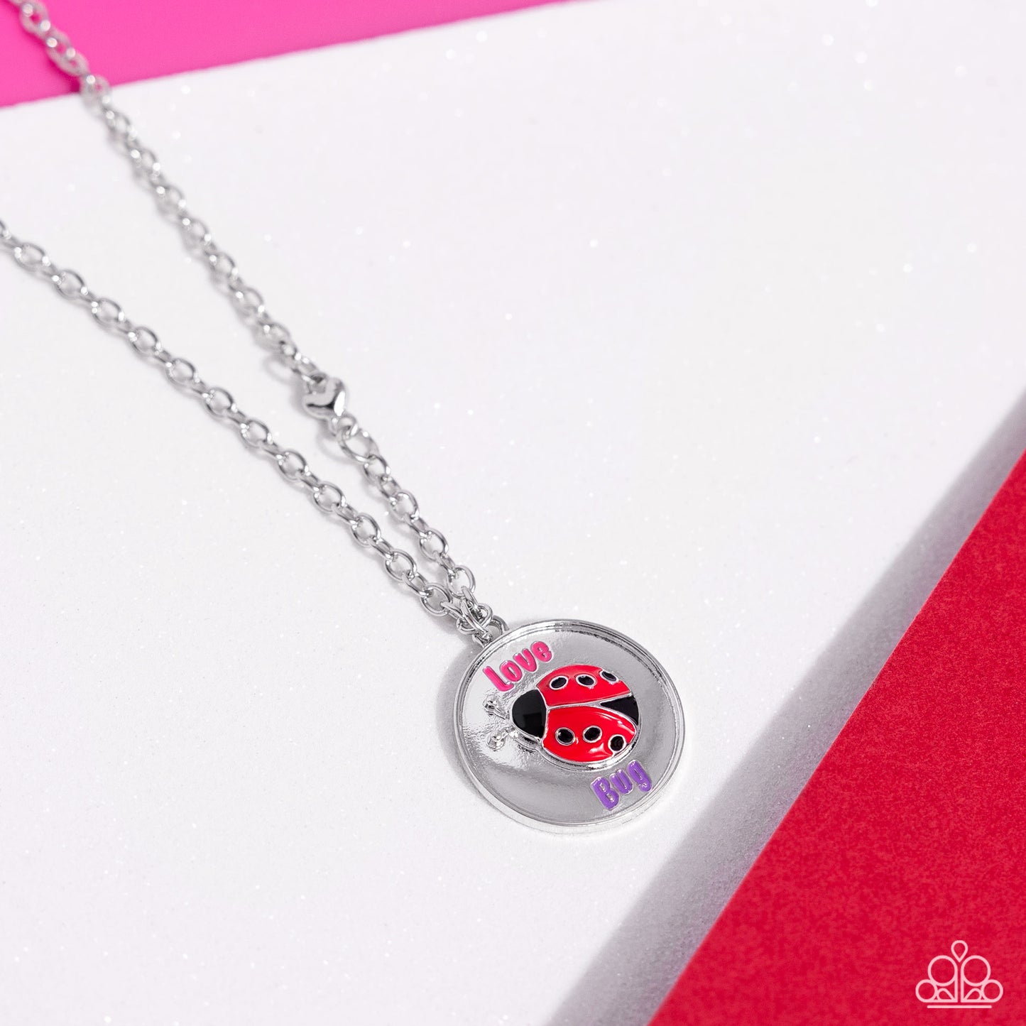 Lively Love Bug - Pink Ladybug/"Love" "Bug" Pendant Paparazzi Necklace & matching earrings