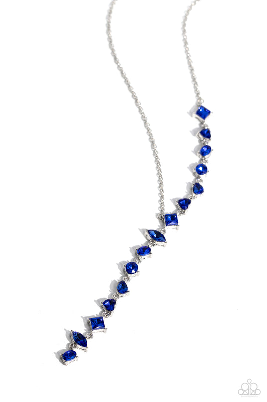 Diagonal Daydream - Blue Cascading Gems Paparazzi Necklace & matching earrings