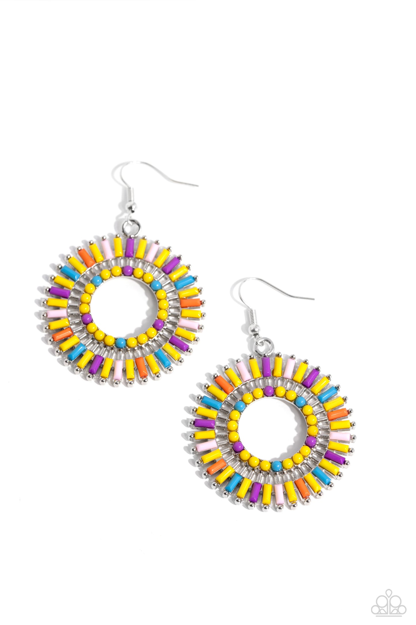 Ferris Wheel Finale - Yellow, Pink, Purple, Orange, & Turquoise Beaded Paparazzi Earrings