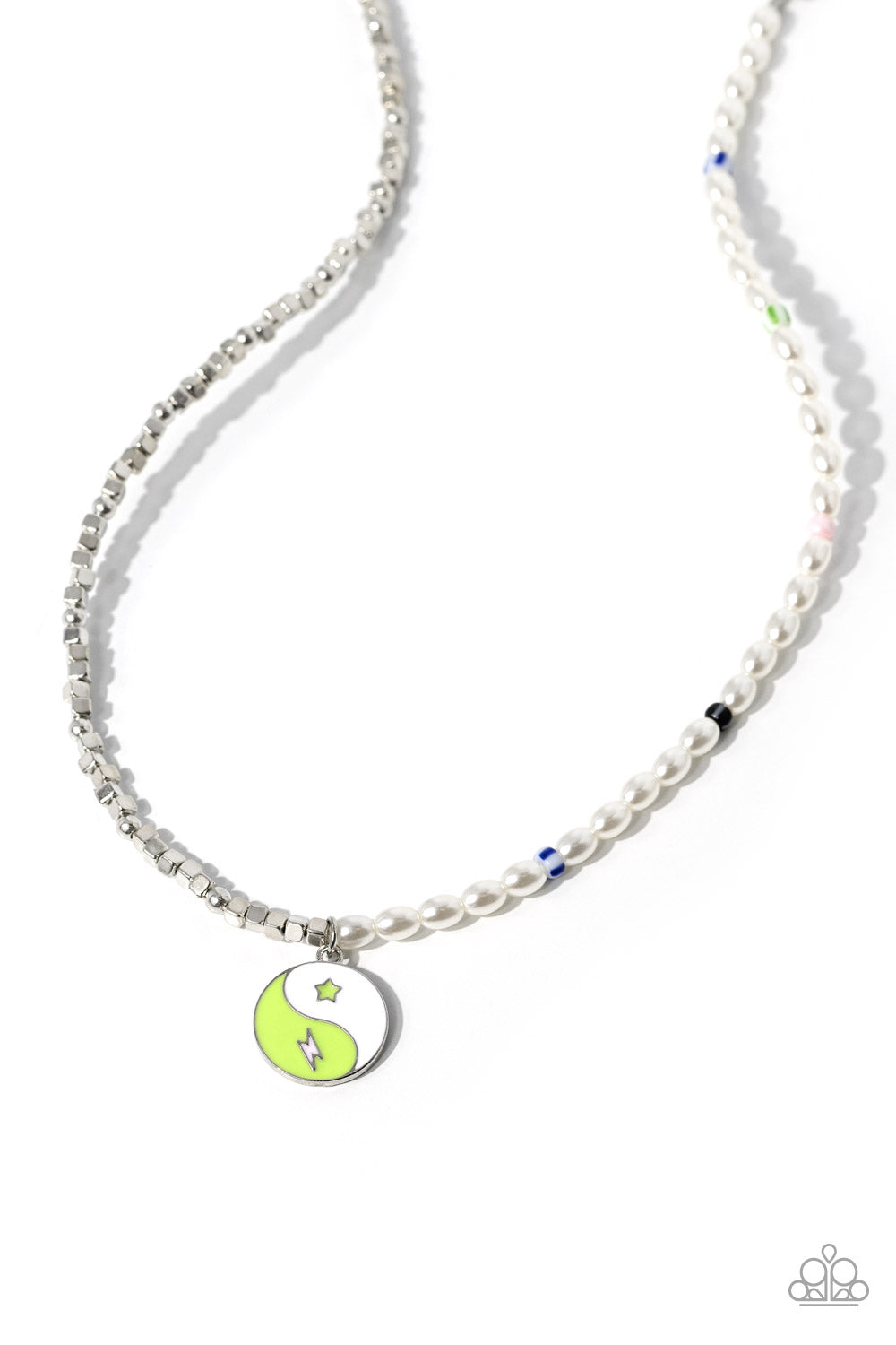 Youthful Yin and Yang - Green Yin-Yang Charm Paparazzi Necklace & matching earrings