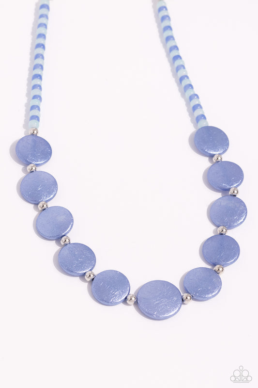 Scratched Showtime - Blue Pearl Discs/Silver Beaded Paparazzi Necklace & matching earrings