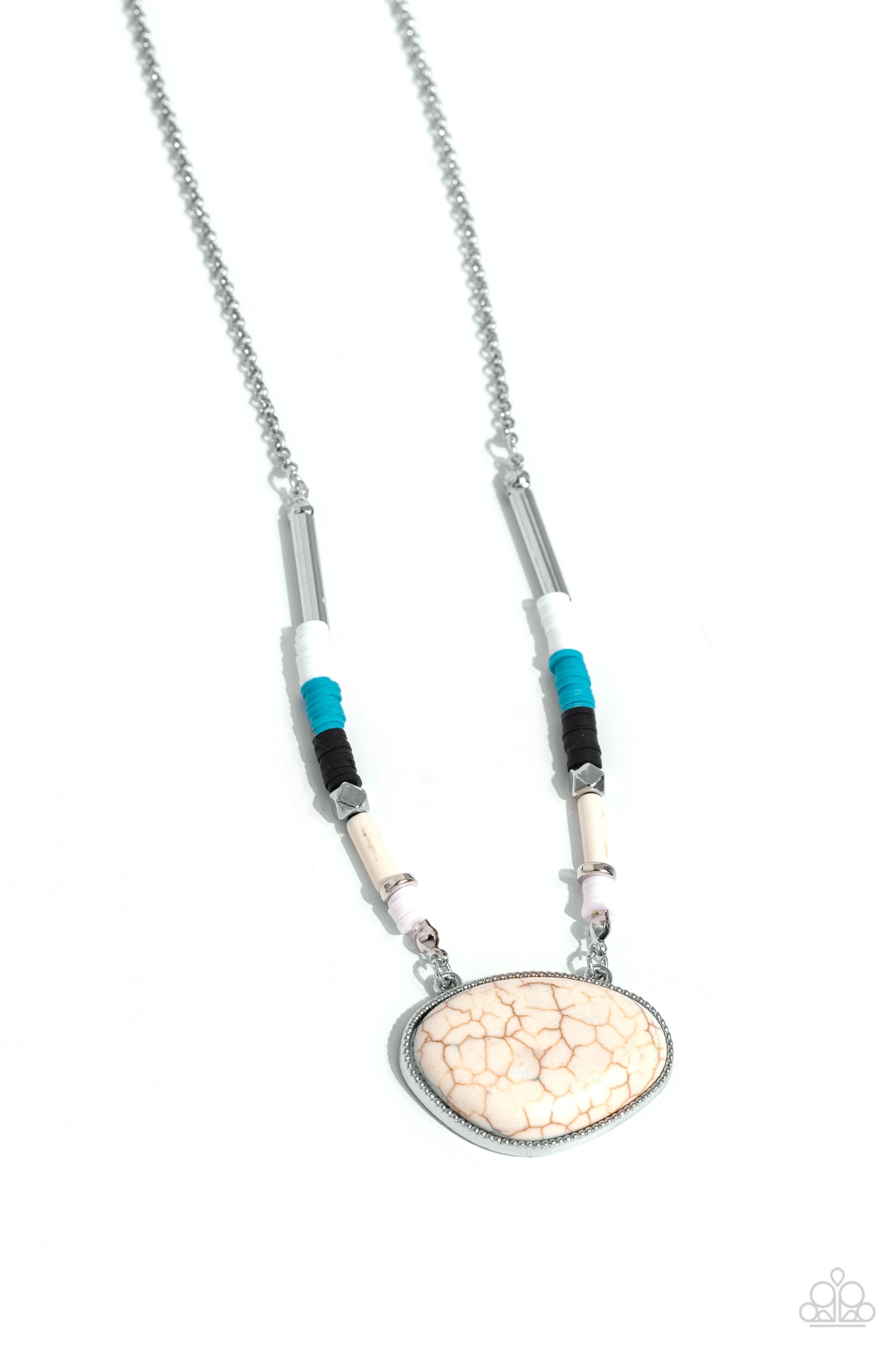 Seize the Sahara - White Stone Pendant/Clay Discs Paparazzi Necklace & matching earrings