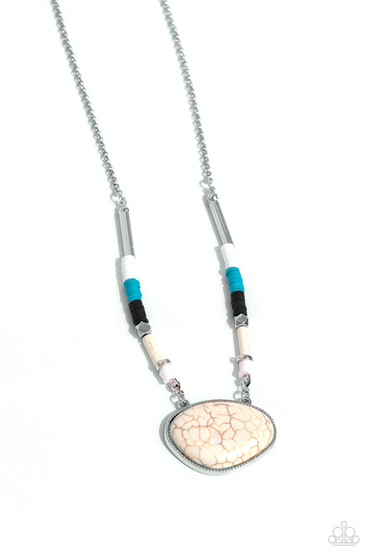 Seize the Sahara - White Stone Pendant/Clay Discs Paparazzi Necklace & matching earrings