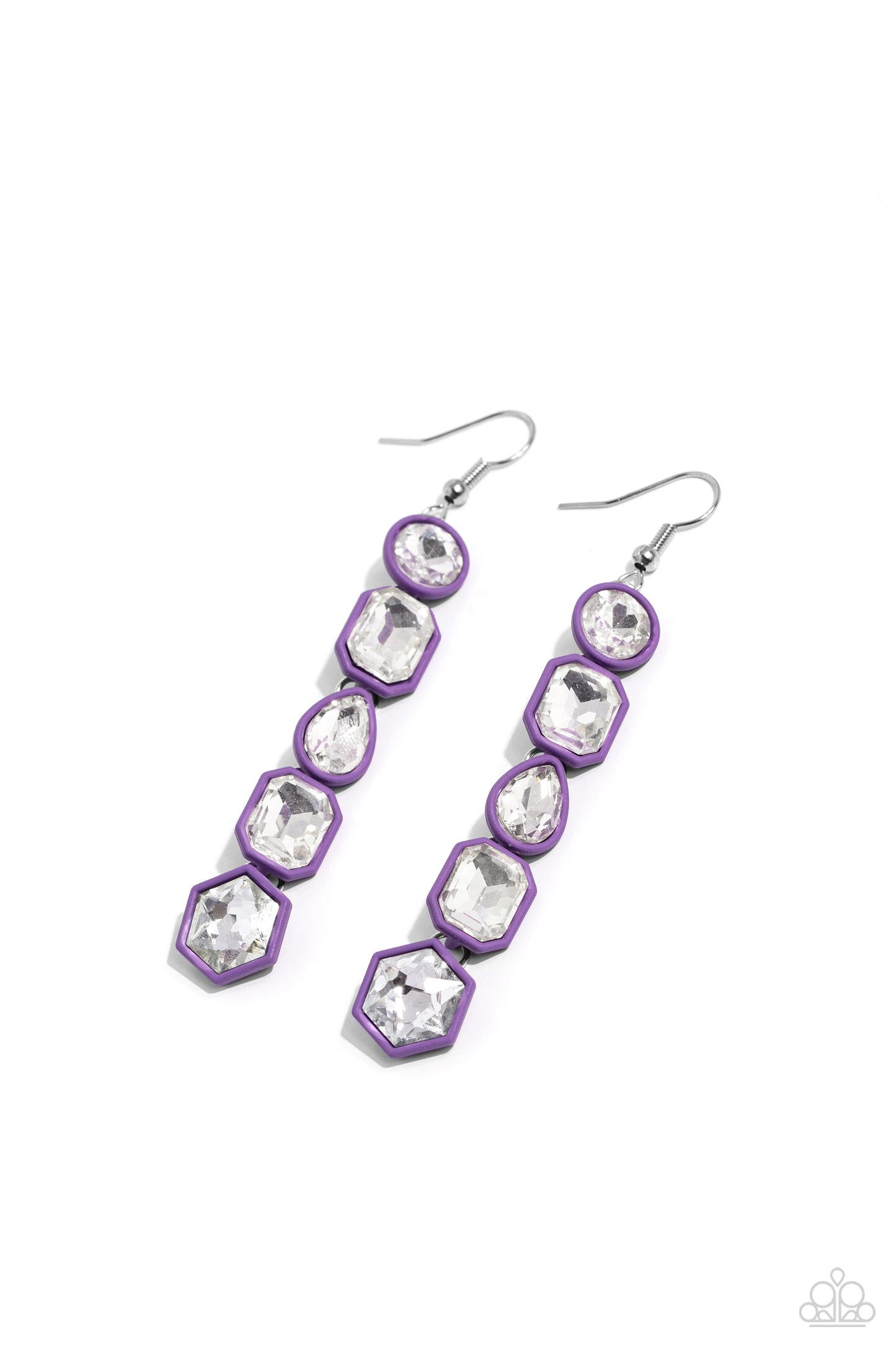 Developing Dignity - Purple Frames/White Gems Paparazzi Earrings