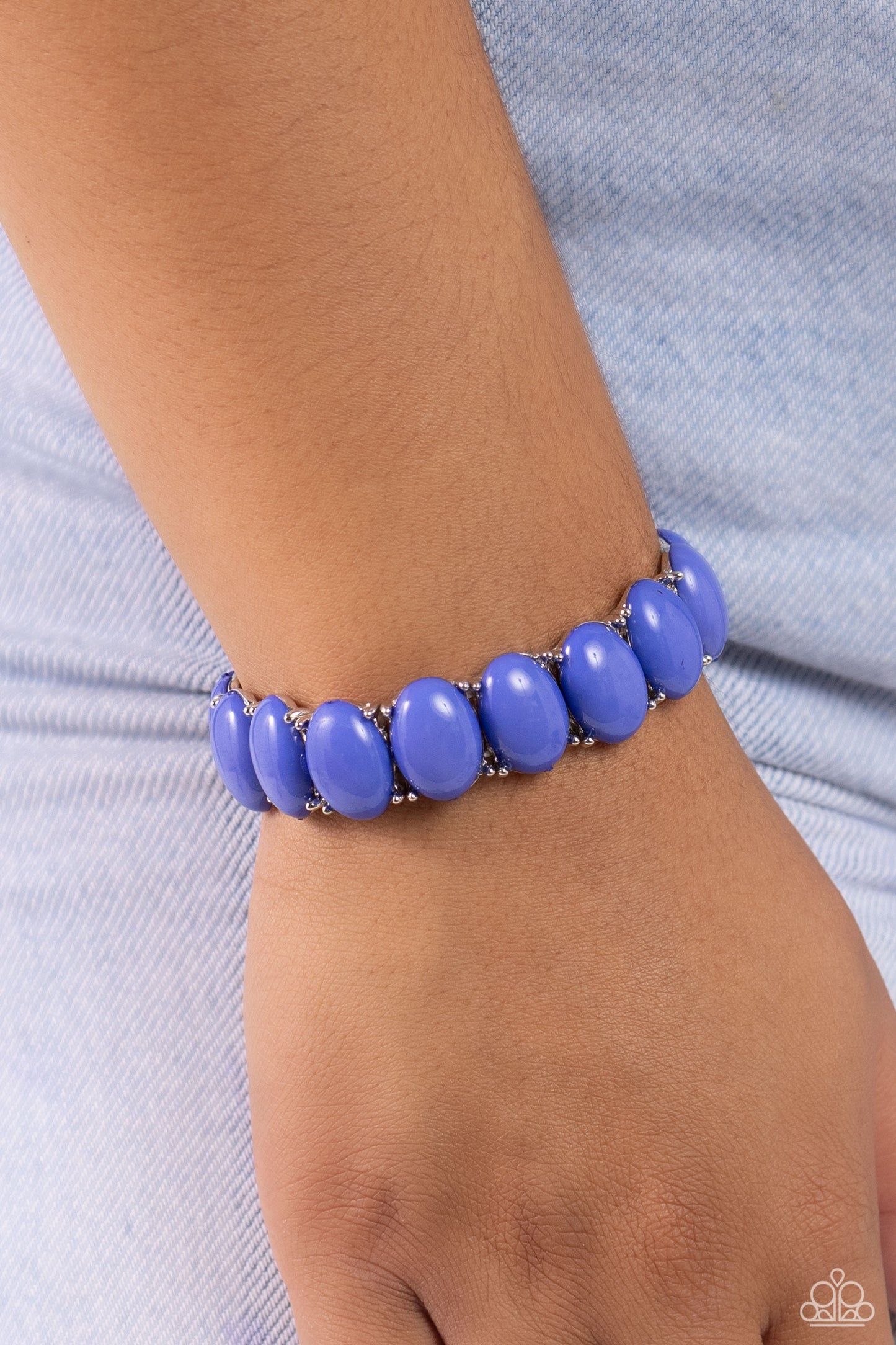 Starting OVAL - Blue Persian Jewel Beaded Paparazzi Stretch Bracelet