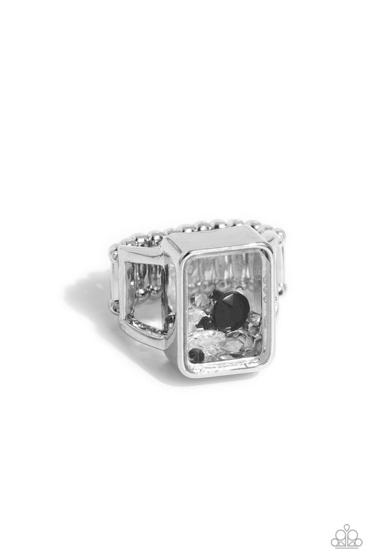 Encased Envy - Black, White, & Smoky Encased Gems Paparazzi Ring
