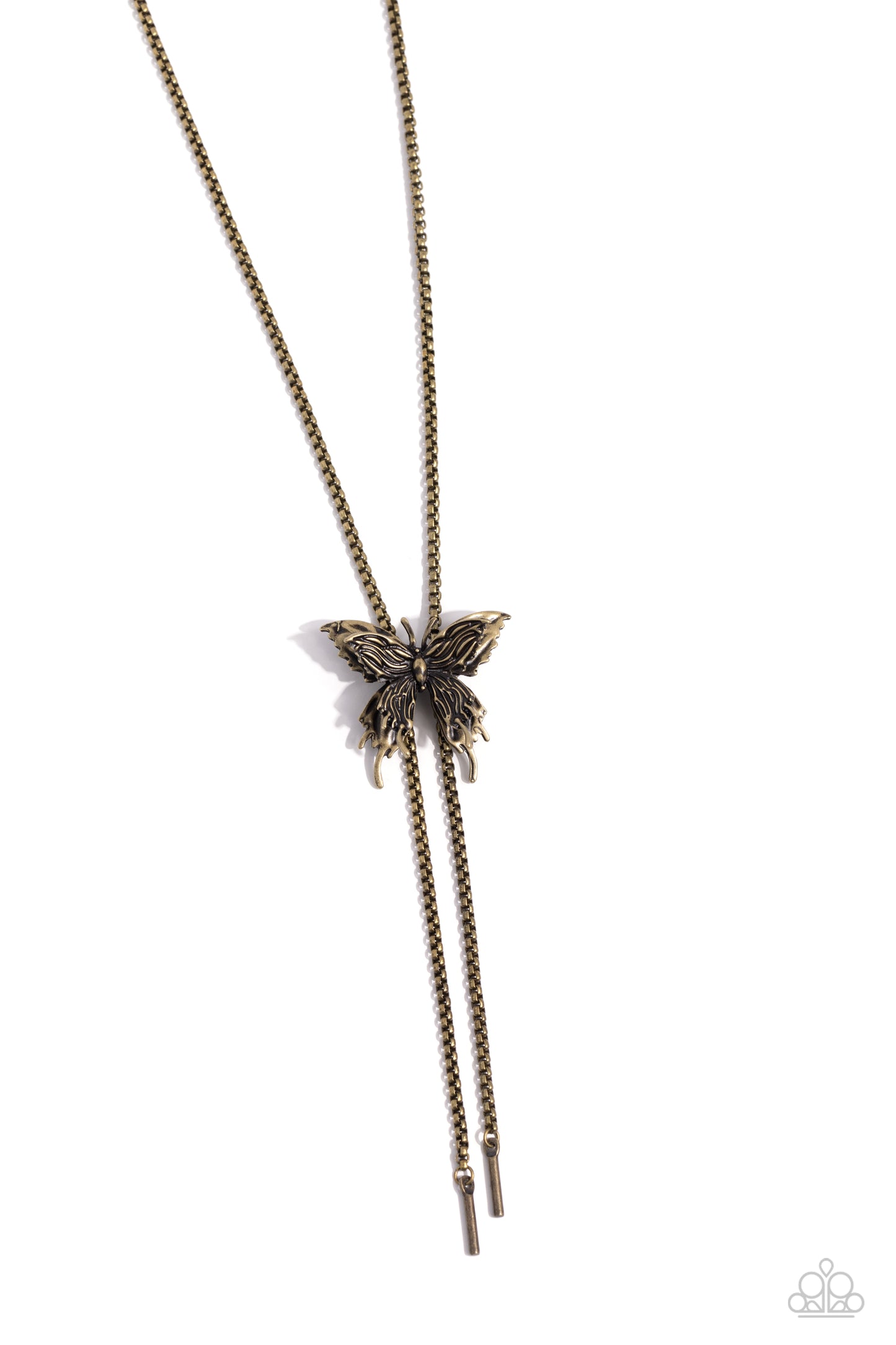 Adjustable Acclaim - Brass Butterfly Adjustable Pendant/Brass Popcorn Chain Paparazzi Necklace & matching earrings