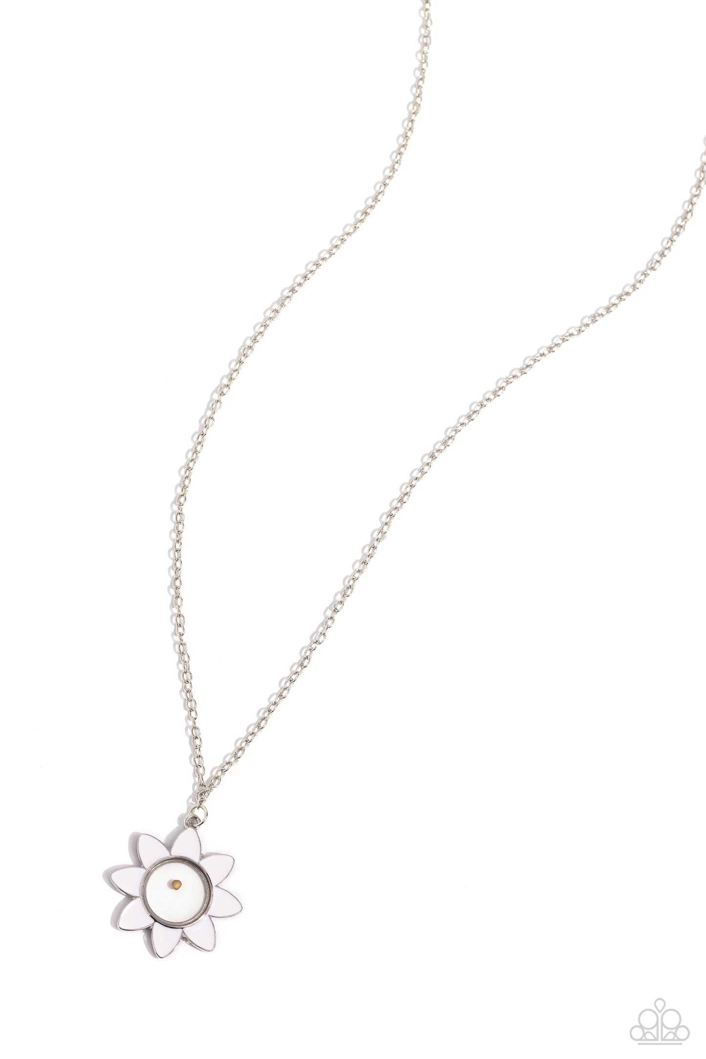 Petals of Inspiration - White Flower/Mustard Seed Pendant Paparazzi Necklace & matching earrings