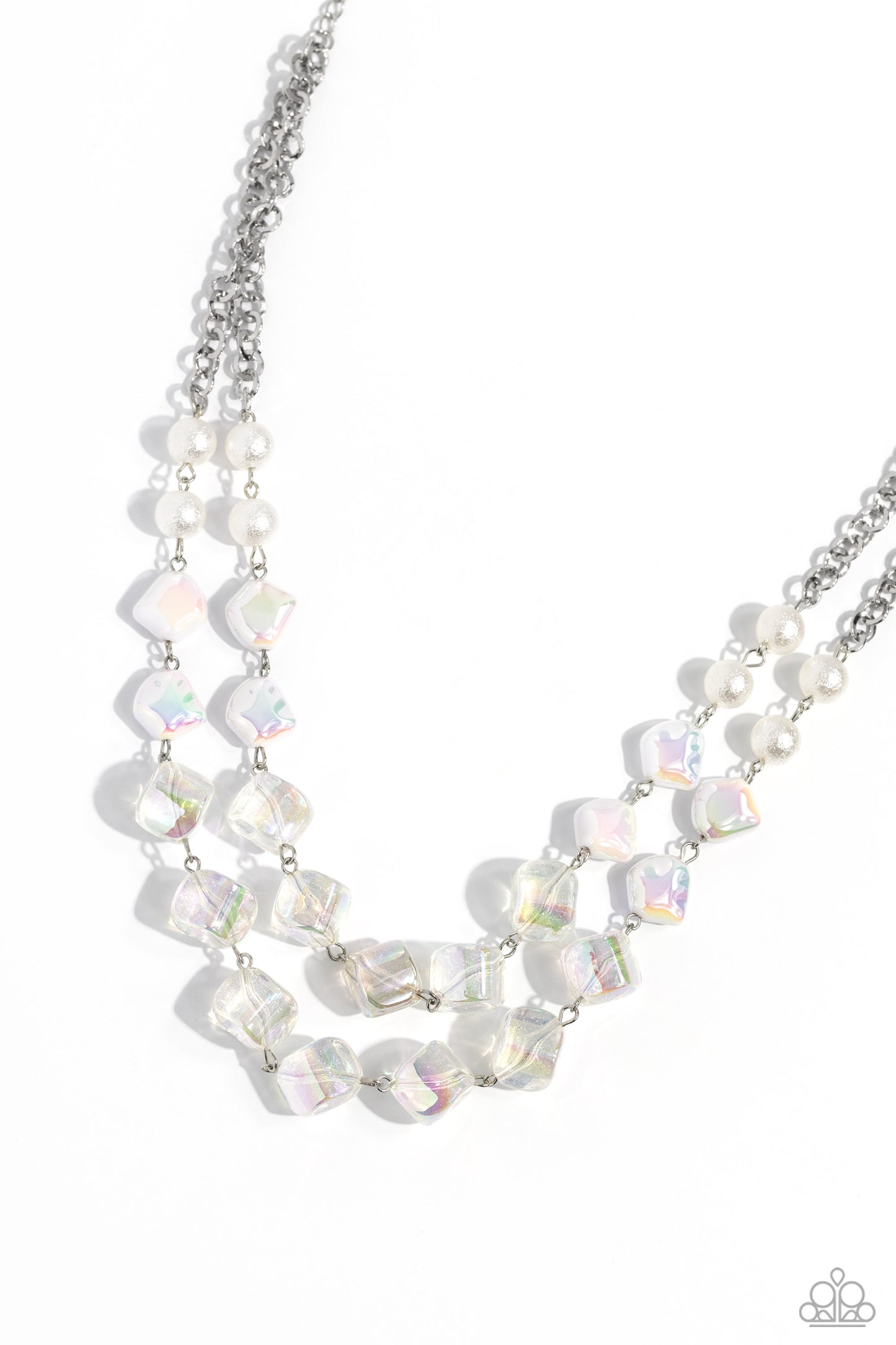 Eclectic Embellishment - White Pearls/Iridescent Beaded Paparazzi Necklace & matching earrings