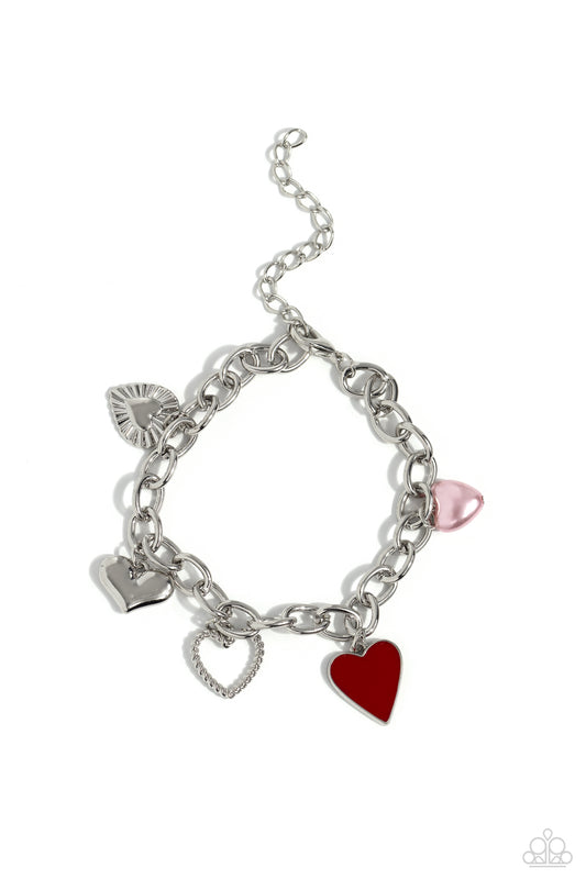Diverse Dalliance - Multi Colored Heart Charms Paparazzi Adjustable Bracelet