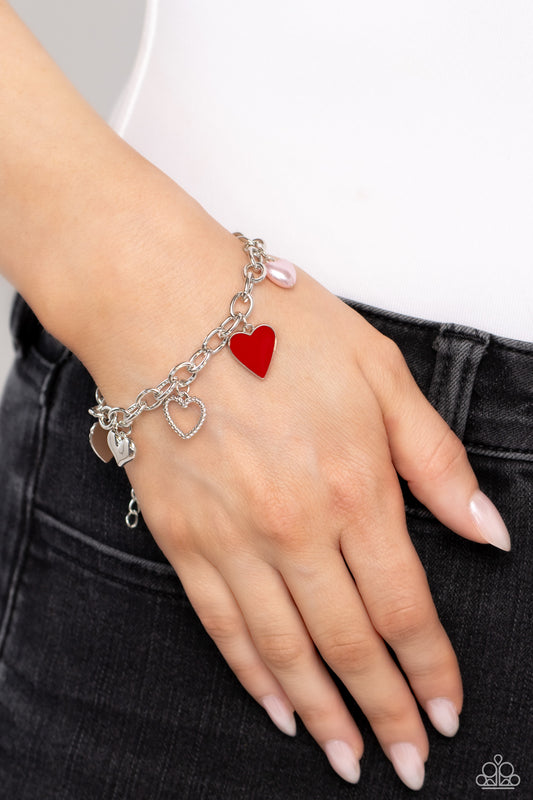 Diverse Dalliance - Multi Colored Heart Charms Paparazzi Adjustable Bracelet