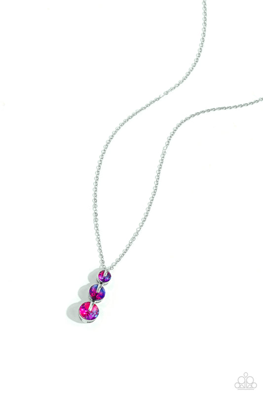 Ombré Obsession - Multi Blue, Purple, Pink Gem Pendant Paparazzi Necklace & matching earrings