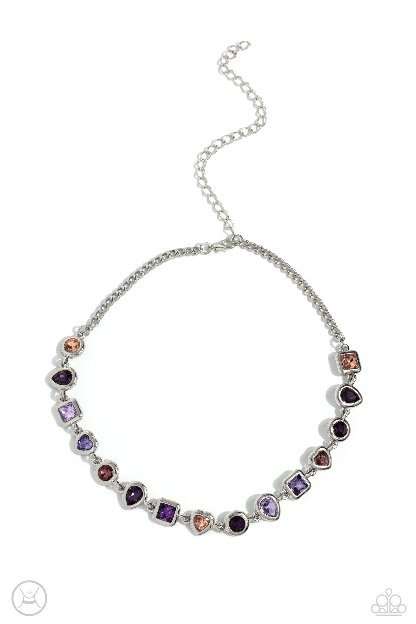 Abstract Admirer - Purple Shaped Gems Paparazzi Necklace & matching earrings