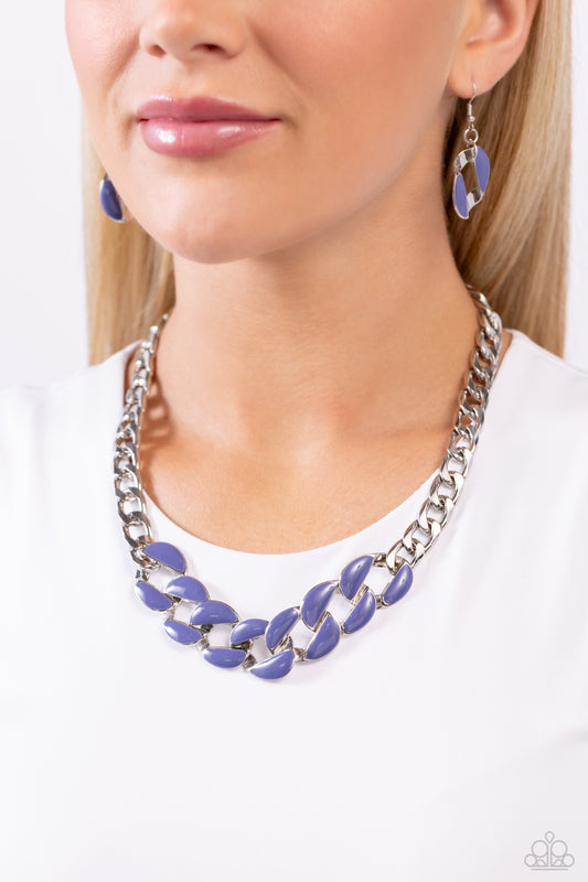 CURB Craze - Blue Finish/Oversized Curb Chain Paparazzi Necklace & matching earrings