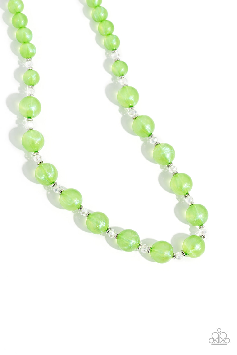 Timelessly Tantalizing - Green Beads/Silver Accents Paparazzi Necklace & matching earrings