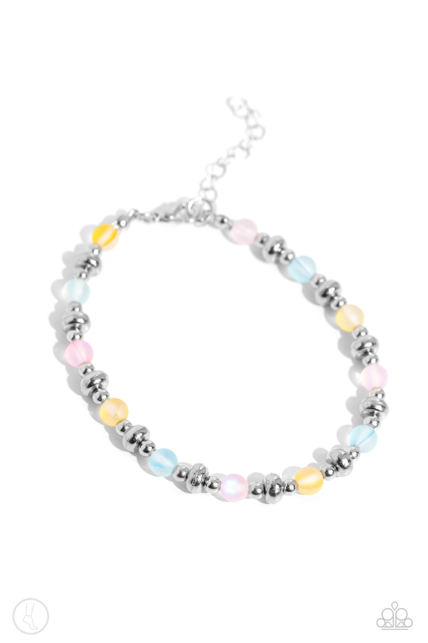 DEW or Die - Multi Colored Reflective Beaded Paparazzi Anklet