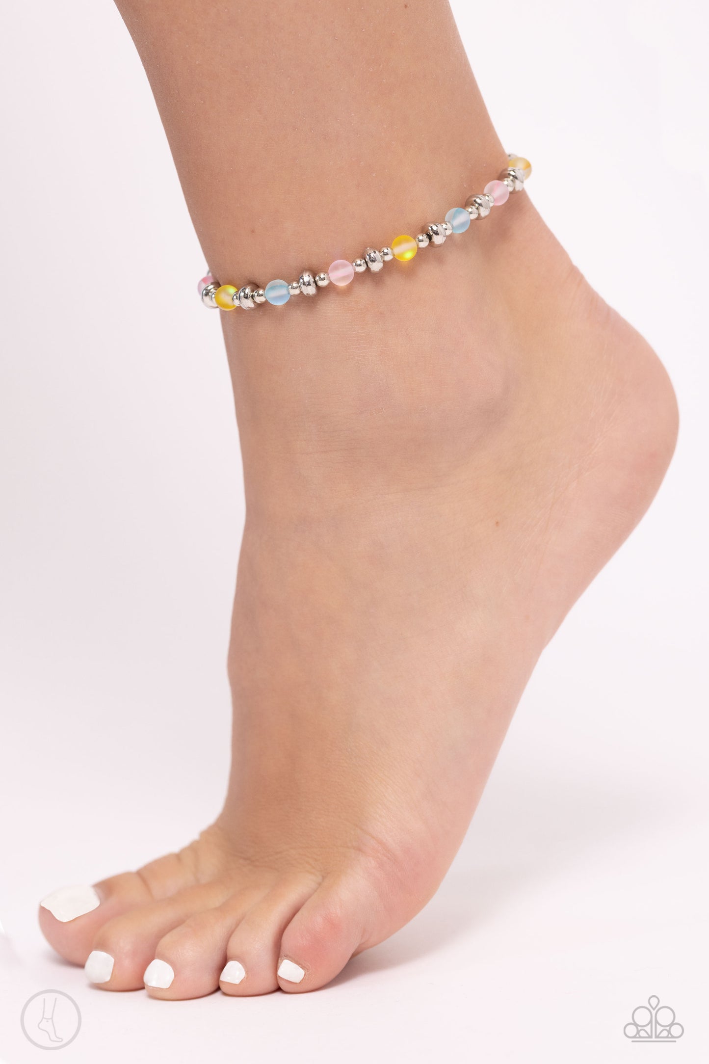 DEW or Die - Multi Colored Reflective Beaded Paparazzi Anklet