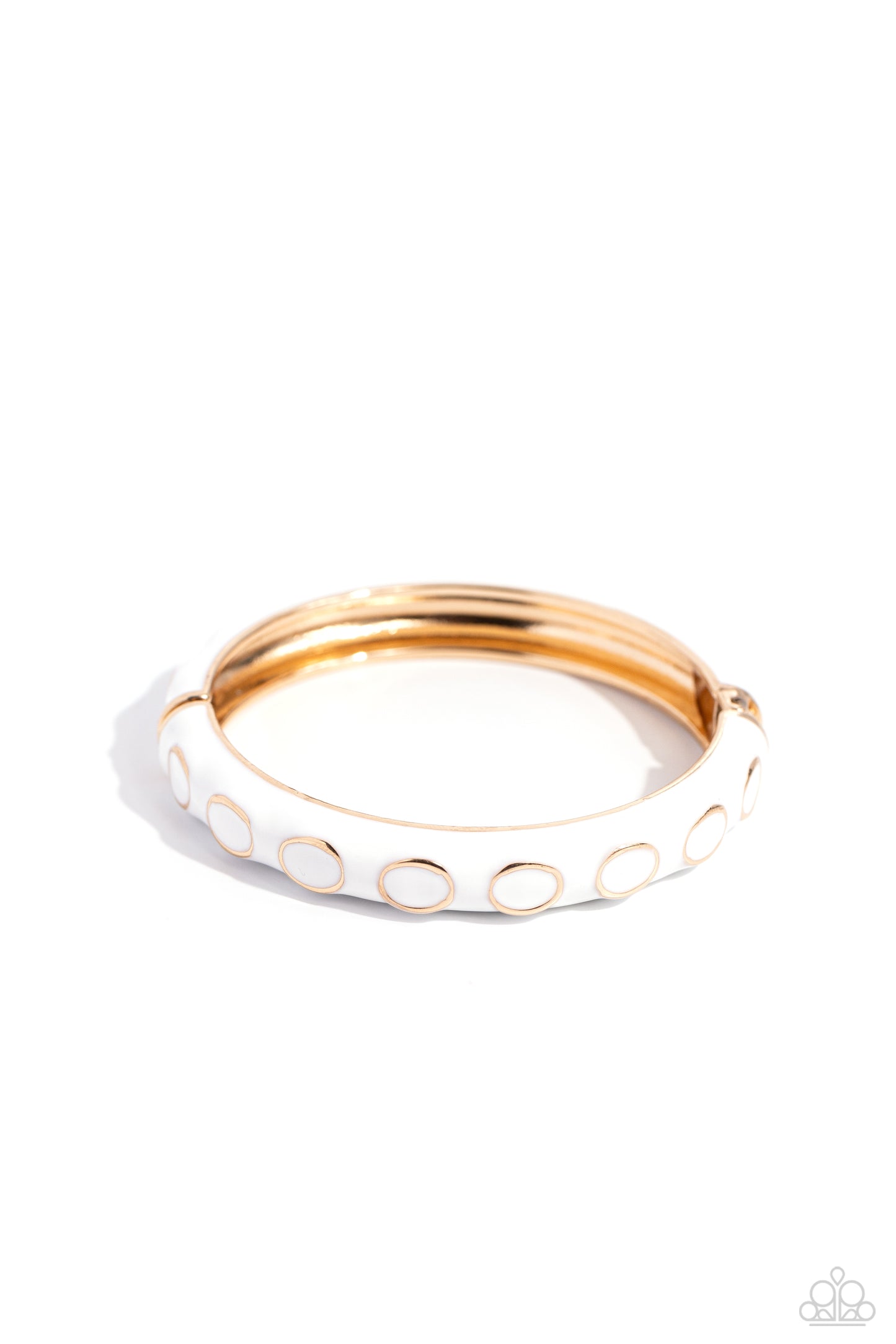 Delightful Diversion - White Scalloped Paparazzi Hinge Bracelet