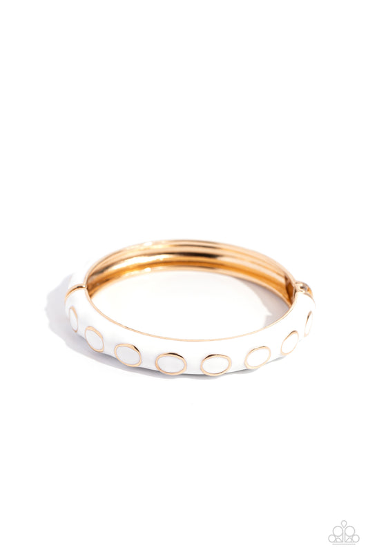 Delightful Diversion - White Scalloped Paparazzi Hinge Bracelet