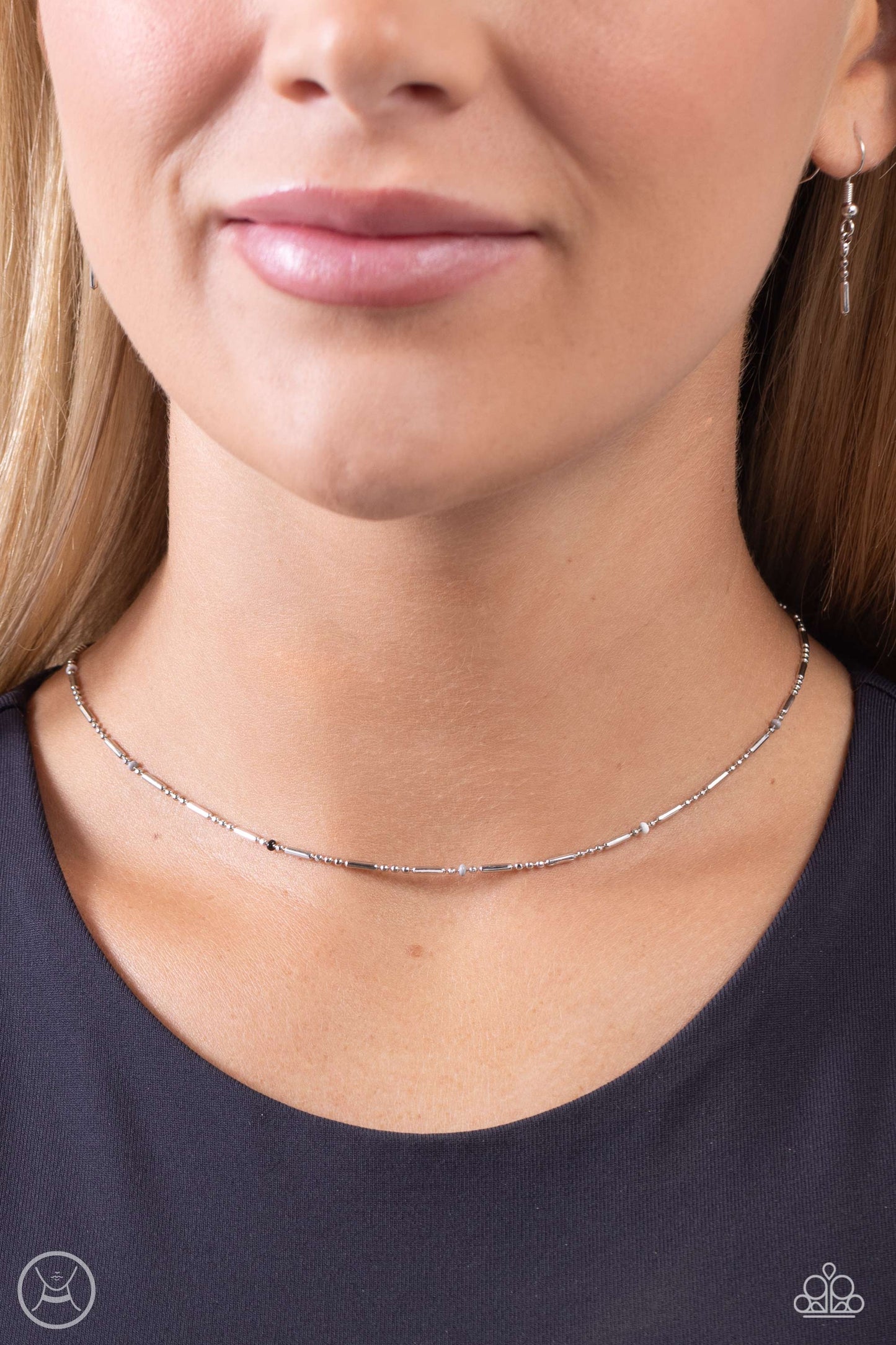 Serenity Strand - Silver Dainty Ball & Chain Paparazzi Choker Necklace/matching earrings