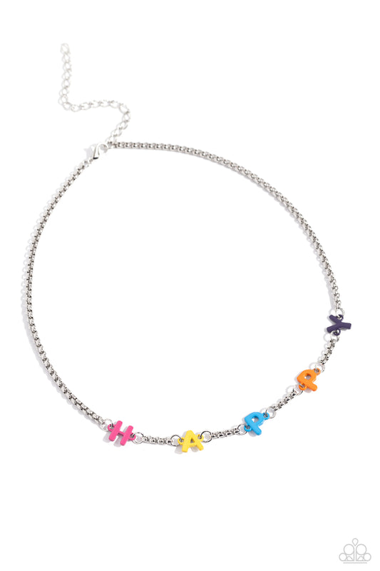 Joyful Radiance - Multi Colored "HAPPY" Letters Paparazzi Necklace & matching earrings