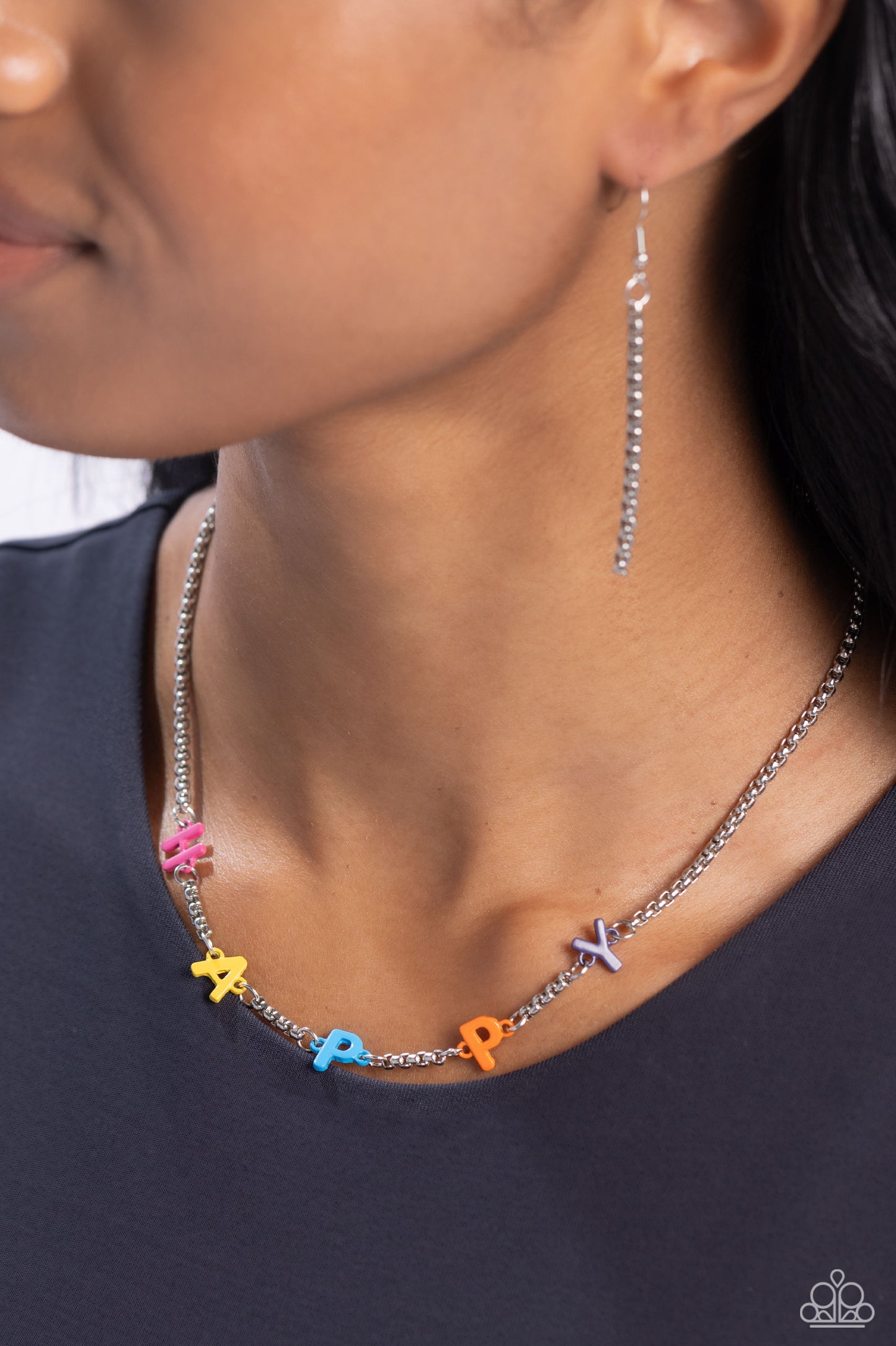 Joyful Radiance - Multi Colored "HAPPY" Letters Paparazzi Necklace & matching earrings